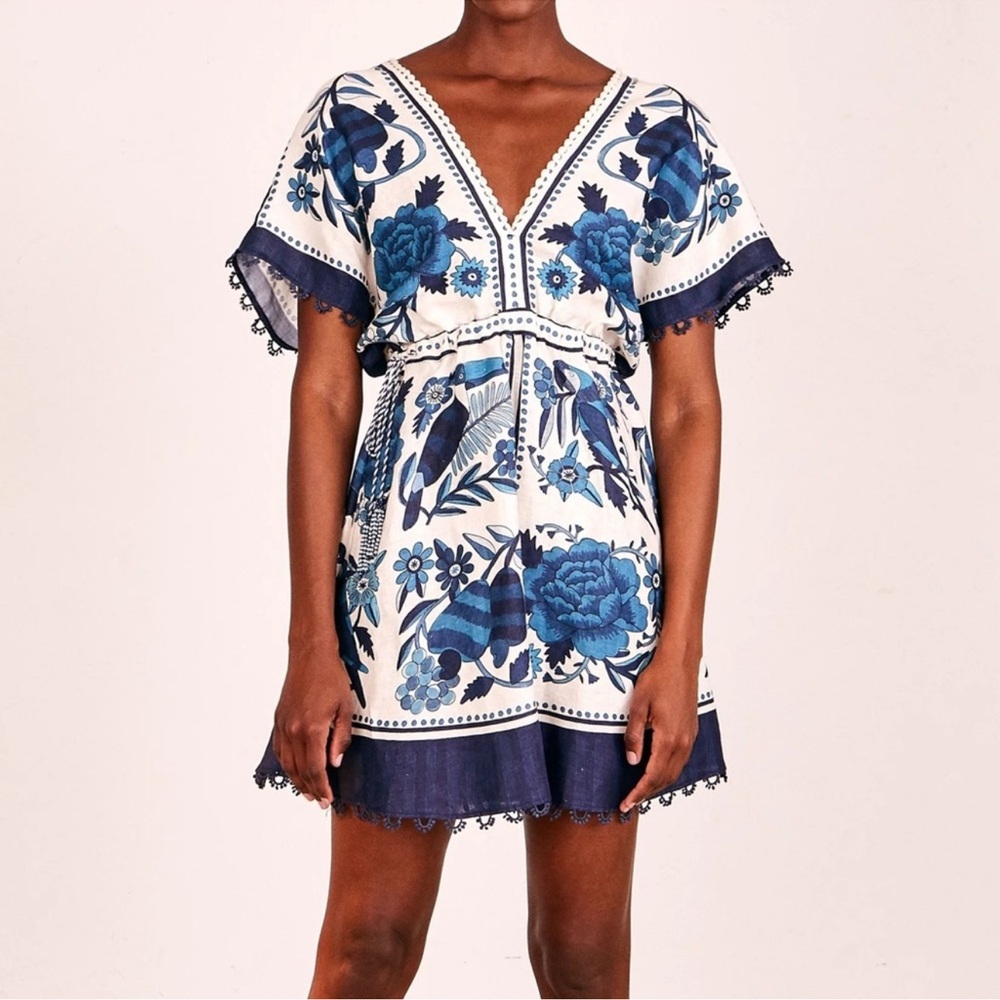Farm Rio Tropical Tiles Mini Dress